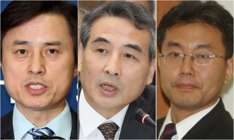 왼쪽부터 조은석 전 감사원장 권한대행, 민중기 전 서울중앙지법원장, 이명현 전 국방부 검찰단 고등검찰부장. <연합뉴스>